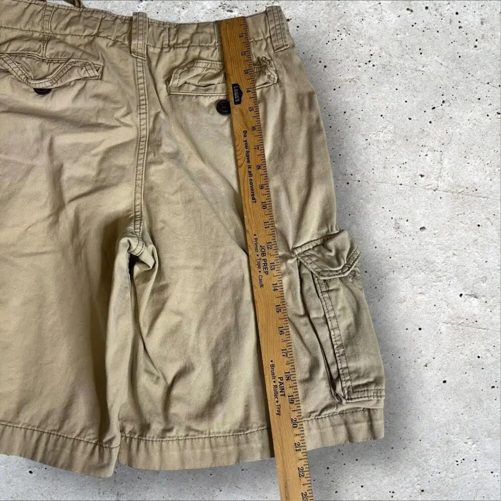 Aeropostale Shorts Mens‎ Beige Khaki Drawstring Flap Cargo Pockets y2k Size 32